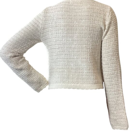 Jessica Simpson Cream & Gold Cropped Lady Cardigan Sz M #325C - Picture 7 of 10